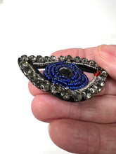 Load image into Gallery viewer, Evil Eye Dark Blue With Grey Stones Crystal Embellished  Appliqué Patch
