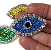 Load image into Gallery viewer, Evil Eye Patch Coloured Crystal Embellished Appliqué  Patch
