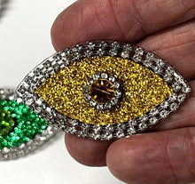 Load image into Gallery viewer, Evil Eye Patch Coloured Crystal Embellished Appliqué  Patch
