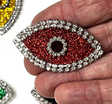 Load image into Gallery viewer, Evil Eye Patch Coloured Crystal Embellished Appliqué  Patch
