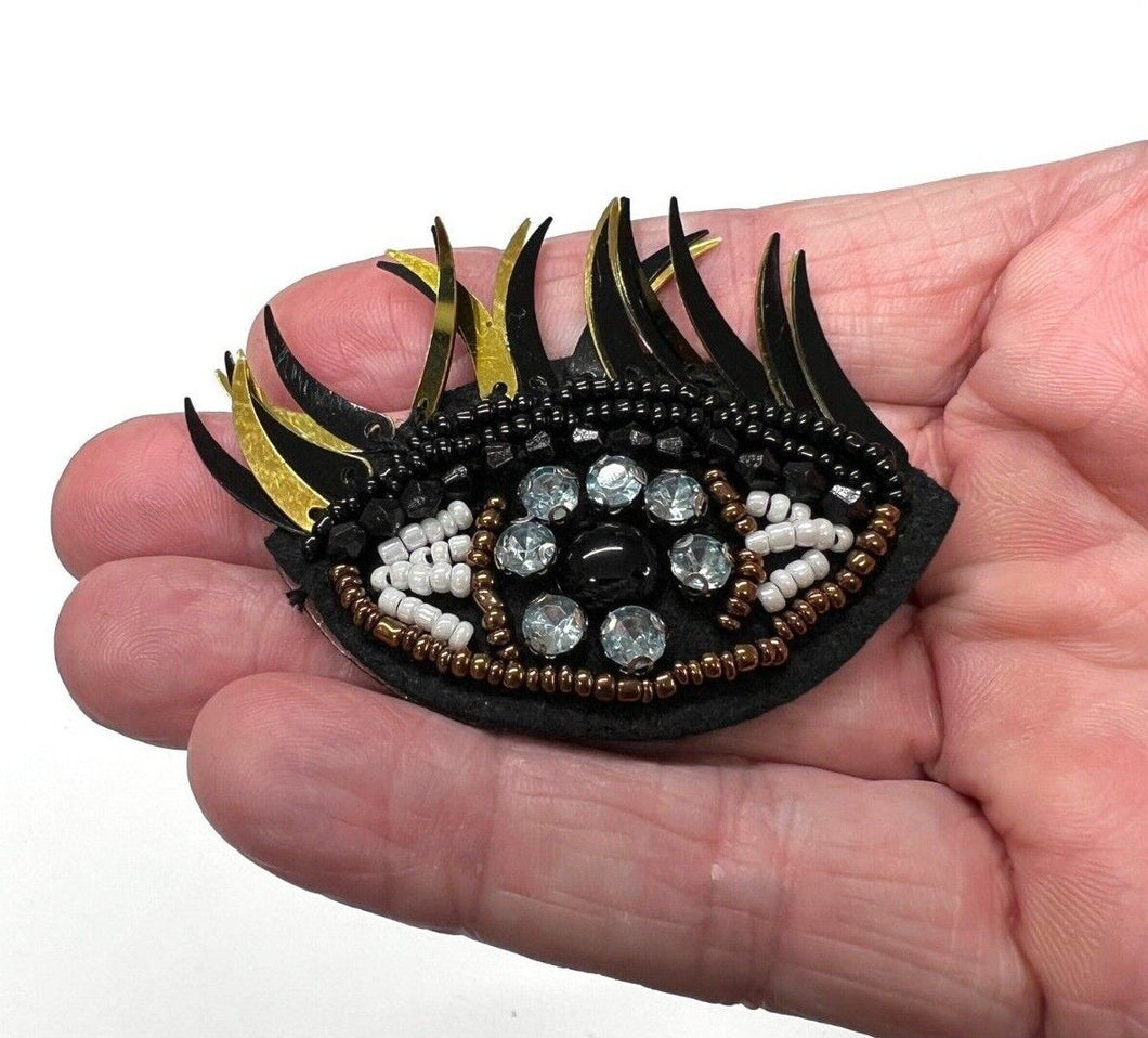 Small Black Evil Eye  Crystal Embellished Appliqué Patch