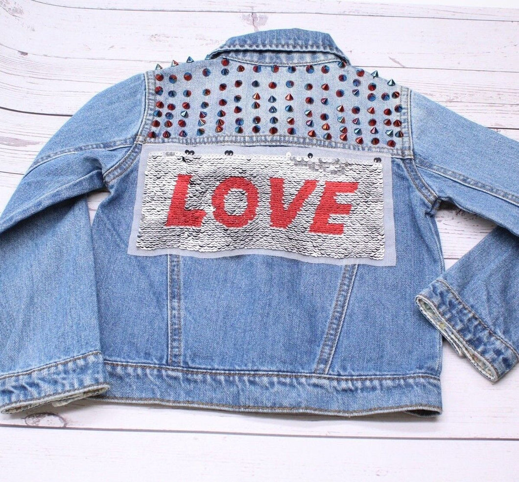 Sequin Reversible Love Panel Children's Applique Patch