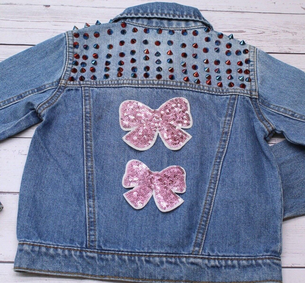 Pink Sequin Bow  Children's Applique Patch