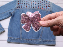 Load image into Gallery viewer, Pink Sequin Bow  Children&#39;s Applique Patch
