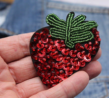 Load image into Gallery viewer, Handmade Strawberry Delicate Beaded Sequined Applique Patch
