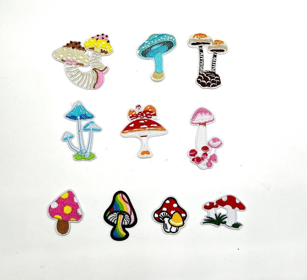 10 Pieces Children's Mushroom Applique Patches