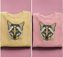 Load image into Gallery viewer, Large Sequin &amp; Embroidered  Cat  Head  Applique Patch
