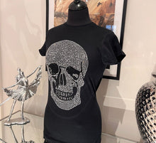 Load image into Gallery viewer, Women&#39;s Rhinestone Skull T shirt

