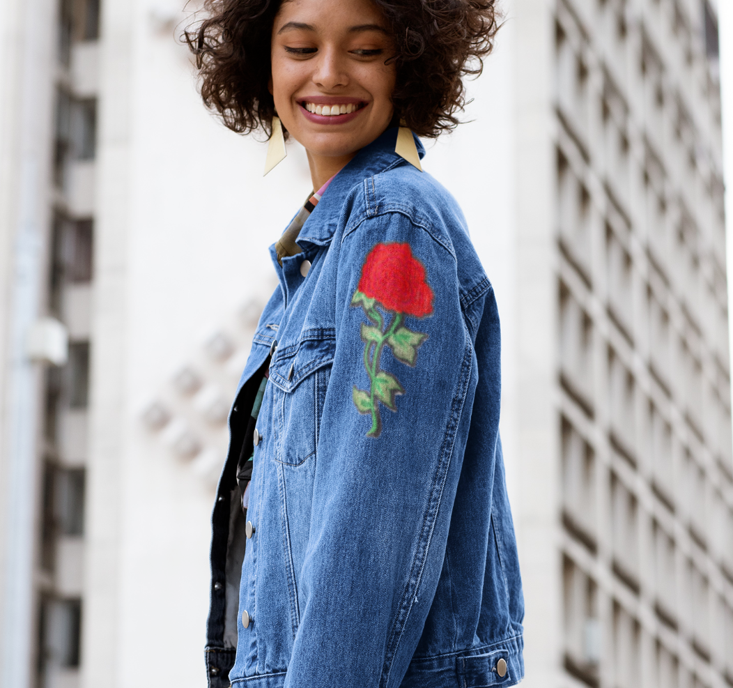 Embroidered  Single Red Rose Flower  Appliqué Patches