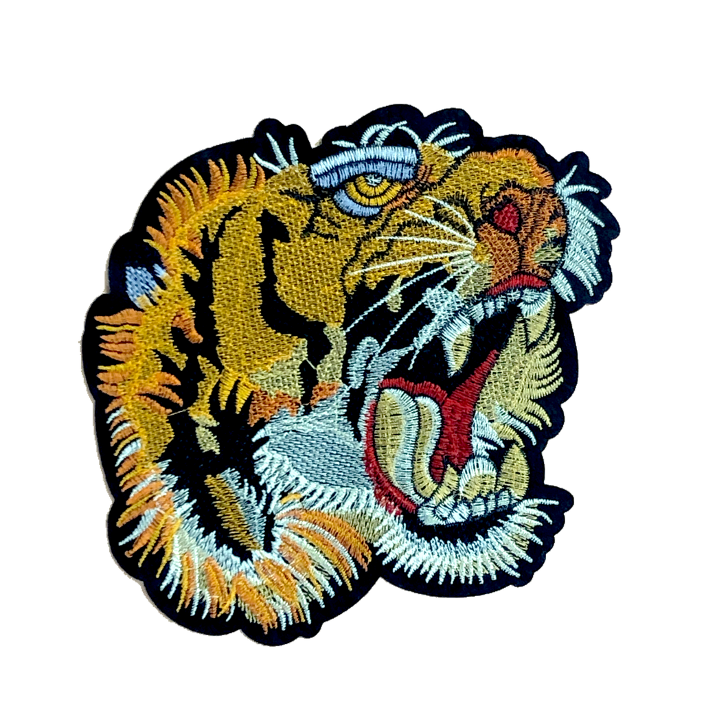 Large 8 Tiger Head Embroidered Applique Patch