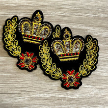 Load image into Gallery viewer, 2 Handmade Crown  Medal Applique Patch
