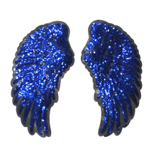 Load image into Gallery viewer, Pair of Iron on Silver, Gold, Blue or Black Sequin Lace Appliques Angel Wings
