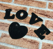 Load image into Gallery viewer, Black Love Heart Patch Iron  or Sew on With  Letters
