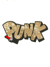 Load image into Gallery viewer, Gold PUNK With Lipstick Sequin Applique Patch
