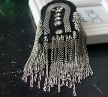 Load image into Gallery viewer, 2 Rhinestone Tassels Epaulet Shoulder Board Brooches Beaded Pad

