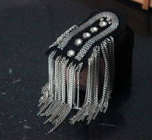 Load image into Gallery viewer, 2 Rhinestone Tassels Epaulet Shoulder Board Brooches Beaded Pad
