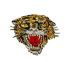 Load image into Gallery viewer, Large Gold Sequin Tiger Head  Applique Patch
