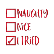 Load image into Gallery viewer, Christmas Glitter Naughty or Nice Iron on Transfer
