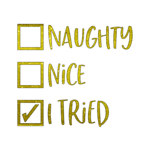 Christmas Glitter Naughty or Nice Iron on Transfer