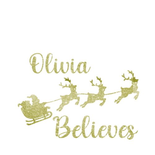 Christmas Personalised Believe Glitter Iron On Transfer