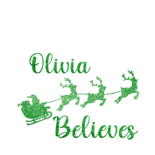 Load image into Gallery viewer, Christmas Personalised Believe Glitter Iron On Transfer
