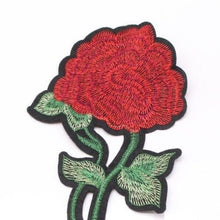 Load image into Gallery viewer, Embroidered  Single Red Rose Flower  Appliqué Patches
