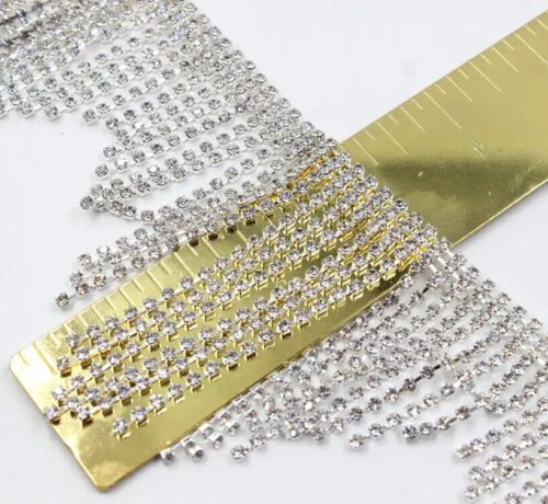 Silver Crystal Rhinestone Tassel Trim  Fringe