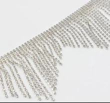 Load image into Gallery viewer, Silver Crystal Rhinestone Tassel Trim  Fringe
