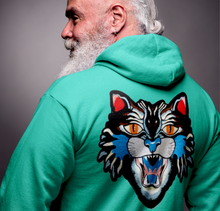 Load image into Gallery viewer, Large Colourful Blue  Embroidered Tiger Head Applique Patch
