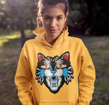 Load image into Gallery viewer, Large Colourful Blue  Embroidered Tiger Head Applique Patch
