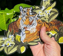 Load image into Gallery viewer, Bengal Tigers With Flowers Applique Patch
