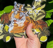 Load image into Gallery viewer, Bengal Tigers With Flowers Applique Patch
